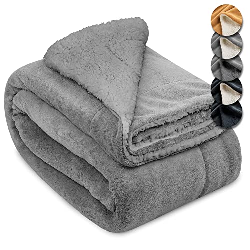 Beautissu XXL Manta Sherpa Alina 220x240 cm Mimosa y Acogedora Gris Claro/Gris Claro &ndash; Manta de...