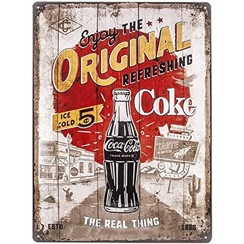 Nostalgic-Art Cartel de Chapa Retro, Coca-Cola &ndash; Original Coke &ndash; Regalo para Aficionados a Coke,...