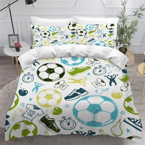Funda N&oacute;rdica Cama 90 Zapatos de F&uacute;tbol de Dibujos Animados Microfibra Suave Ropa de Cama 3 Piezas...