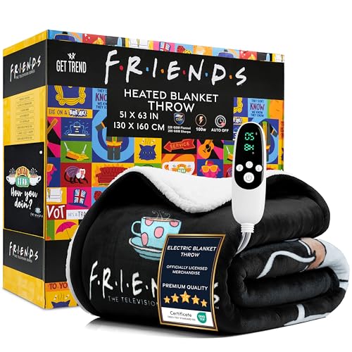 Friends Manta Electrica 130x160cm, Manta Invierno Sherpa, 9 Niveles de Calor, Temporizador 12h y...
