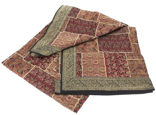 GURU SHOP Colcha oriental de patchwork de brocado, color negro, 220 x 270 cm
