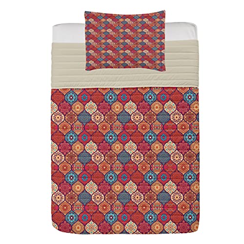 ABAKUHAUS marroqu&iacute; Juego de Colcha de Microfibra, Oriental Ondulado Natural, Juego de Cama Suave...