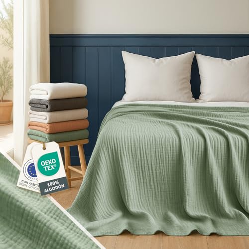 Blumtal Plaid Sofa Verano Algod&oacute;n 150 x 200 cm -Manta Sofa Verano Muselina con certificaci&oacute;n...