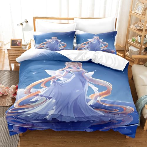 Ste-X Funda N&oacute;rdica De Algod&oacute;n Egipcio De 120 Hilos, Juego De Cama Sailor Moon con Fundas De...