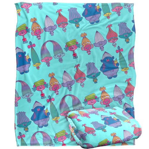 LOGOVISION Trolls Blanket, 152 x 127 cm Trolls Lineup Pattern Silky Touch Super Soft Throw Blanket