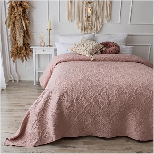 CalmyHOME Colcha para cama con adornos, 240 x 260 cm, manta para sof&aacute;, manta para sof&aacute;, manta de...