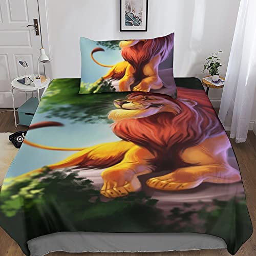 El Rey Le&oacute;n Funda De Edred&oacute;n Juego De Cama con Estampado 3D Juego De 3 Piezas Decorativas Juego De...