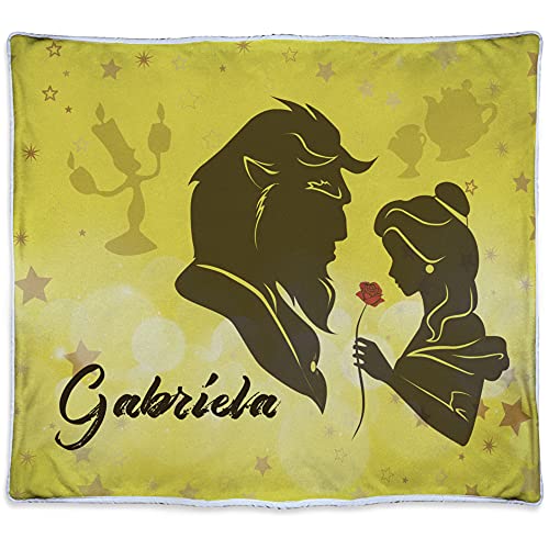 LolaPix Manta Bella y Bestia Personalizada con Nombre/Texto. Varios Tama&ntilde;os. Regalos Frikis...