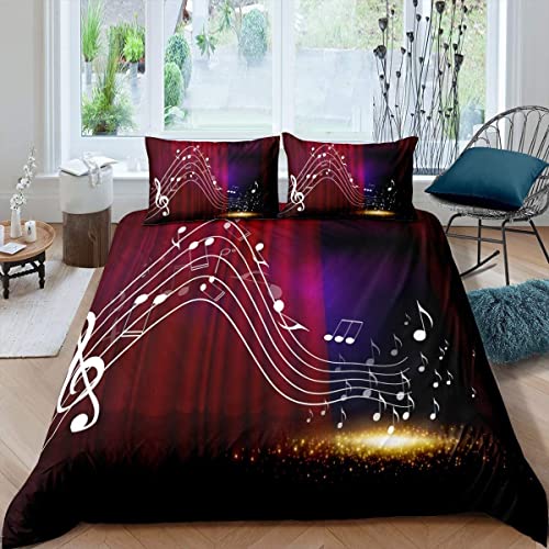 Juego de ropa de cama con notas musicales para ni&ntilde;as y ni&ntilde;os con tem&aacute;tica de m&uacute;sica cl&aacute;sica,...