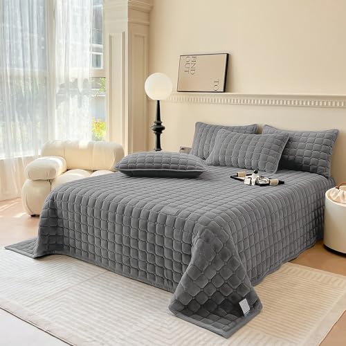 Extra Grande Edred&oacute;n Cubrecama: Cubierta Acolchada de Terciopelo de Leche de Microfibra 3 piezas...