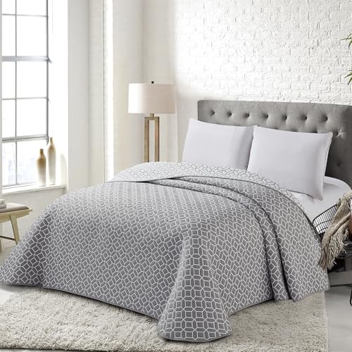 COTTON ARTean Colcha bouti Cama 200 Primavera - Verano - oto&ntilde;o Bayas Gris - Reversible poli&eacute;ster -...