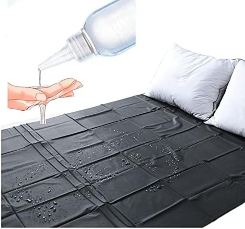 AJOHBM Colcha de matrimonio impermeable, PVC cubierta colch&oacute;n 2,2 m*1,3 m negro impermeable y...