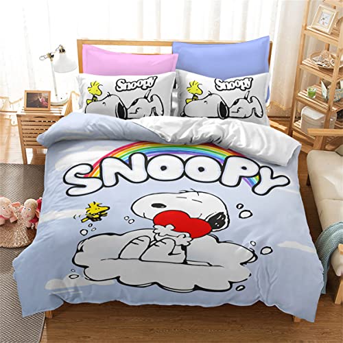 Juego De Ropa De Cama Snoopy Para Perros Peque&ntilde;os Con Funda De Almohada, Funda N&oacute;rdica + 2 Fundas...