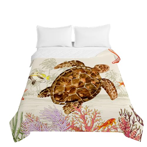 Highdi Colcha de Verano, Colcha para Primavera y Verano ReversibleEstampada - Ligera y Suave Tortuga...