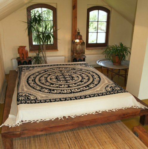 Guru-Shop Colgante de Pared, Toalla de Pared, Colcha con Mandala de Elefante - Dise&ntilde;o 2, Blanco,...