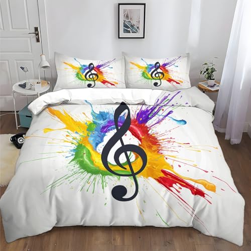 XCQHZYQ Funda Nordica Infantil para Cama 90 Graffiti Notas Musicales Colorido 3D Funda de Microfibra...