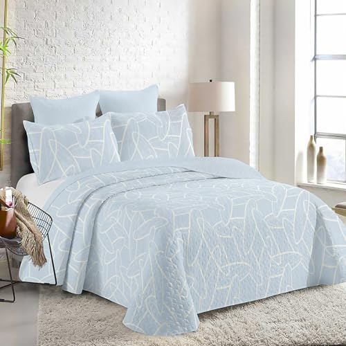 MERCURY TEXTIL- Colcha Bouti Estampada Hojas y Flores, para Verano y Entretiempo 100% Poli&eacute;ster....