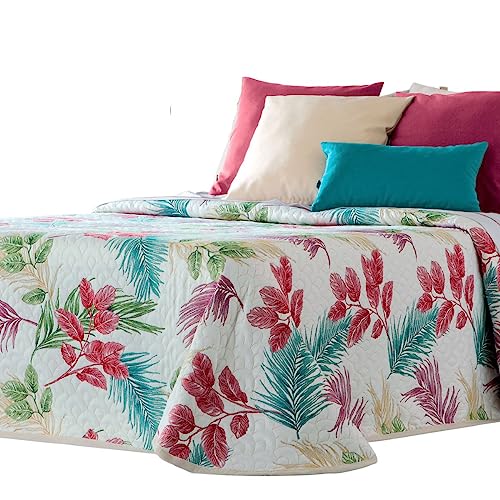 Lanovenanube Colcha Capa Fina SEGRA Cama 180 cm (280x265cm), Color Coral, cubrecama para...
