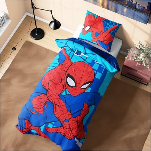 Marvel Spiderman Juegos de Fundas N&oacute;rdicas, Pack con Funda Edred&oacute;n Ni&ntilde;o y Almohadas - Talla...