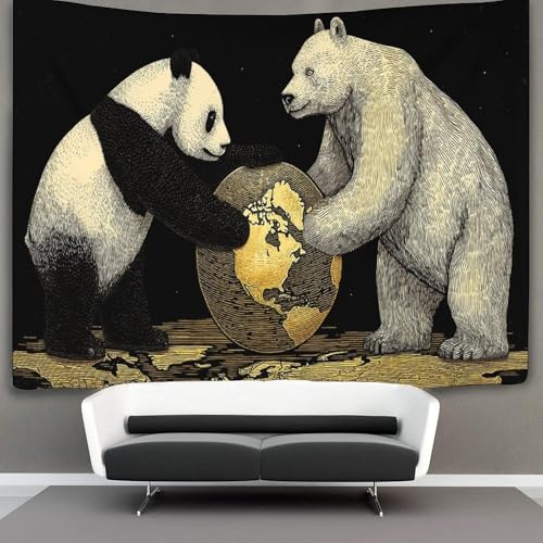 kaiyun Pandas y oso polar Osos Tapiz Pared,Mapa de la Ruta de la Seda Tapices De Pared,Colcha De...