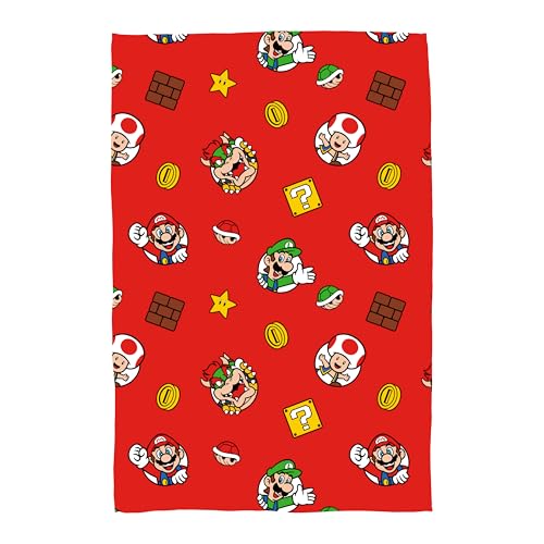 Character World Super Mario Nintendo - Manta de Forro Polar Oficial | Diseño súper Suave, diseño...