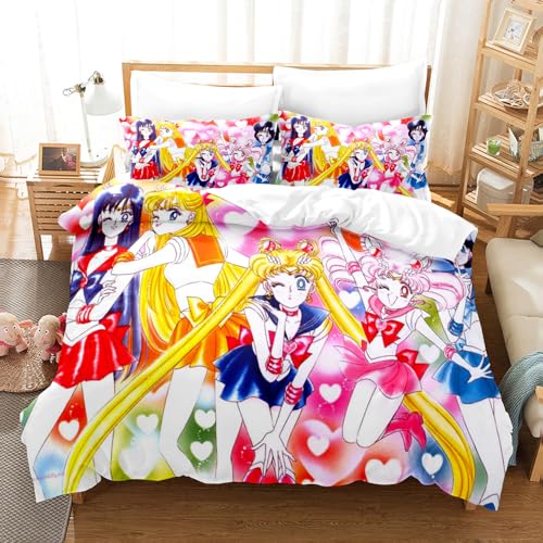 Funda N&oacute;rdica De Algod&oacute;n Egipcio De 120 Hilos, Juego De Cama Sailor Moon con Fundas De Almohada,...