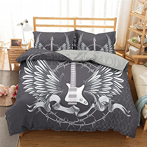 Juego De Funda De Edred&oacute;n , 2/3 Piezas Funda N&oacute;rdica Cama 80/90/105/135/150 Guitarra M&uacute;sica de...