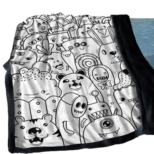 Manta para colorear DIY 150 x 127 cm suave y c&aacute;lida colcha &ndash; Manta para colorear lavable para...