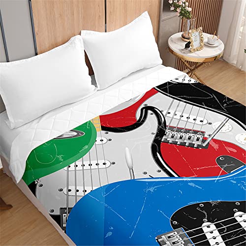 Odot 3D Guitarra Colcha Bouti Cama 90/150, Estampado Primavera Verano Acolchada Suave Microfibra...