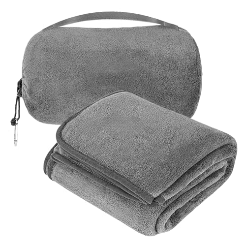 Manta De Viaje 2 En 1, Coj&iacute;n Transformable, Franela Suave para Avi&oacute;n Ultraligera, 1.27 * 1.52m...