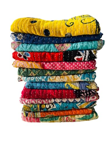 Shubhlaxmifashion Mezcla de edredones Tribales Indios Kantha de algod&oacute;n Vintage, Manta de Cama...