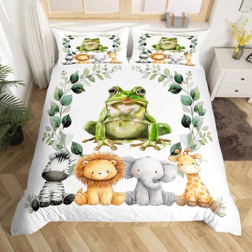 Homewish Juego de funda de edred&oacute;n con dise&ntilde;o de animales del zool&oacute;gico Kawaii | Ropa de cama con...