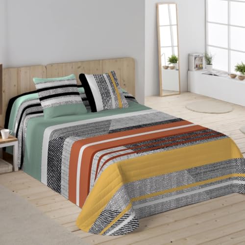 NATURALS - Colcha Bouti Estampada | Cama 90 (180x260 cm) | Microfibra Extrasuave | 1 Funda de Cojín...