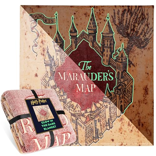 Harry Potter Manta Que Brilla en la Oscuridad 130x150cm con Mapa del Merodeador, Se Ilumina Tras...