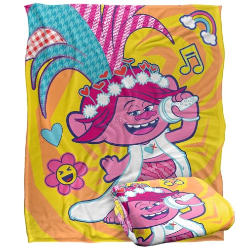 LOGOVISION Trolls Blanket, 152 x 127 cm Sing It Loud Poppy Silky Touch Super Soft Throw Blanket