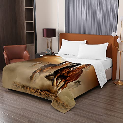 Odot Colcha Bouti de Verano, 3D Caballo Estampado Suave Microfibra Multiusos Cubrecama Lavable...