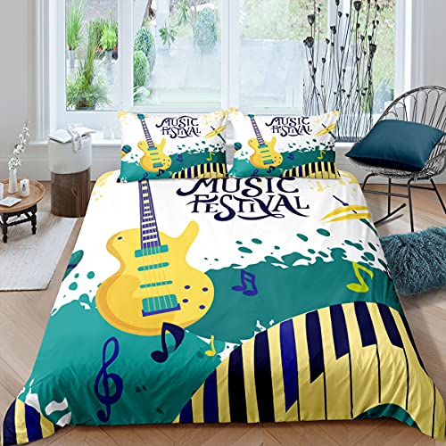 Juego De Funda De Edred&oacute;n , 2/3 Piezas Funda N&oacute;rdica Cama 80/90/105/135/150 Guitarra M&uacute;sica Rock...