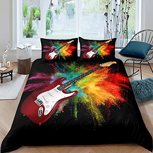 Funda de edred&oacute;n de Guitarra Super King para ni&ntilde;os, Adolescentes y Adultos, Juego de Ropa de Cama...
