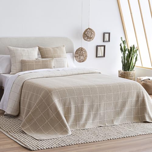 NAF NAF Colcha Reversible y Ligera Multiusos. Beige 230x270 cm (Cama de 135/150 cm)