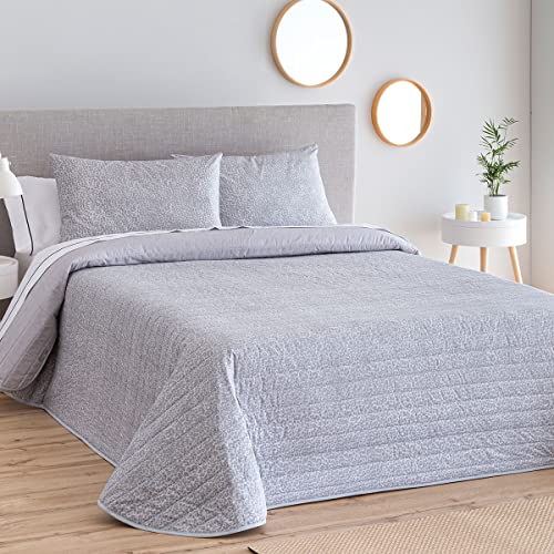 Lanovenanube Colcha percal Reversible Leopard - Cama 105 cm - Color Gris