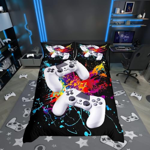 Juego de Funda de edred&oacute;n ni&ntilde;os de Acuarela Gamepad Juego de Ropa de Cama ni&ntilde;os,Juego de...