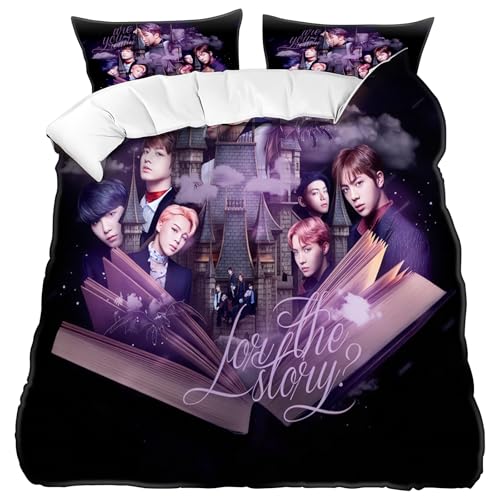 BirthZan Juego De Funda N&oacute;rdica con Estampado De BTS, Funda N&oacute;rdica de Microfibra y Funda de...