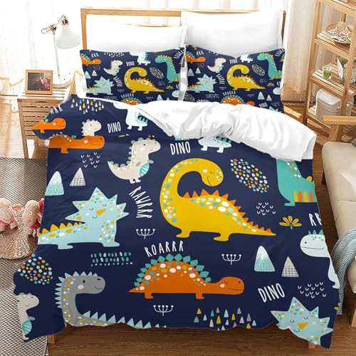 Juego de Motivos de Dinosaurios 135x200 con Funda de Almohada, Juego Dinosaurios Animados de...