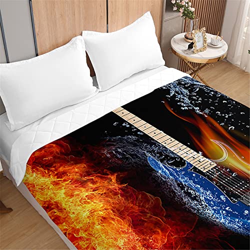 Odot 3D Guitarra Colcha Bouti Cama 90/150, Estampado Primavera Verano Acolchada Suave Microfibra...