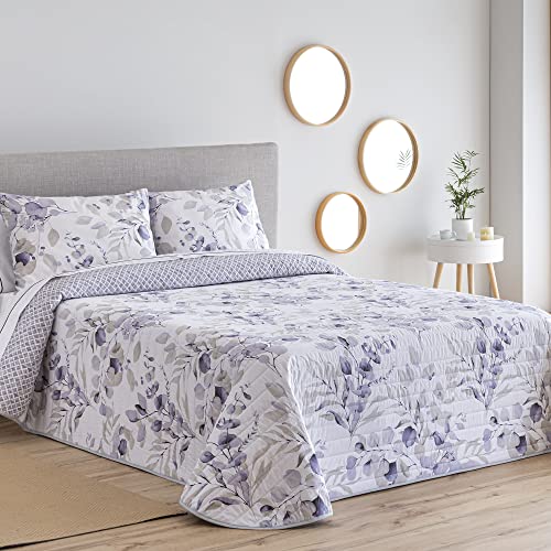 B BARCELOHOGAR Colcha Percal Reversible Celin - 11 Azul, 90 cm