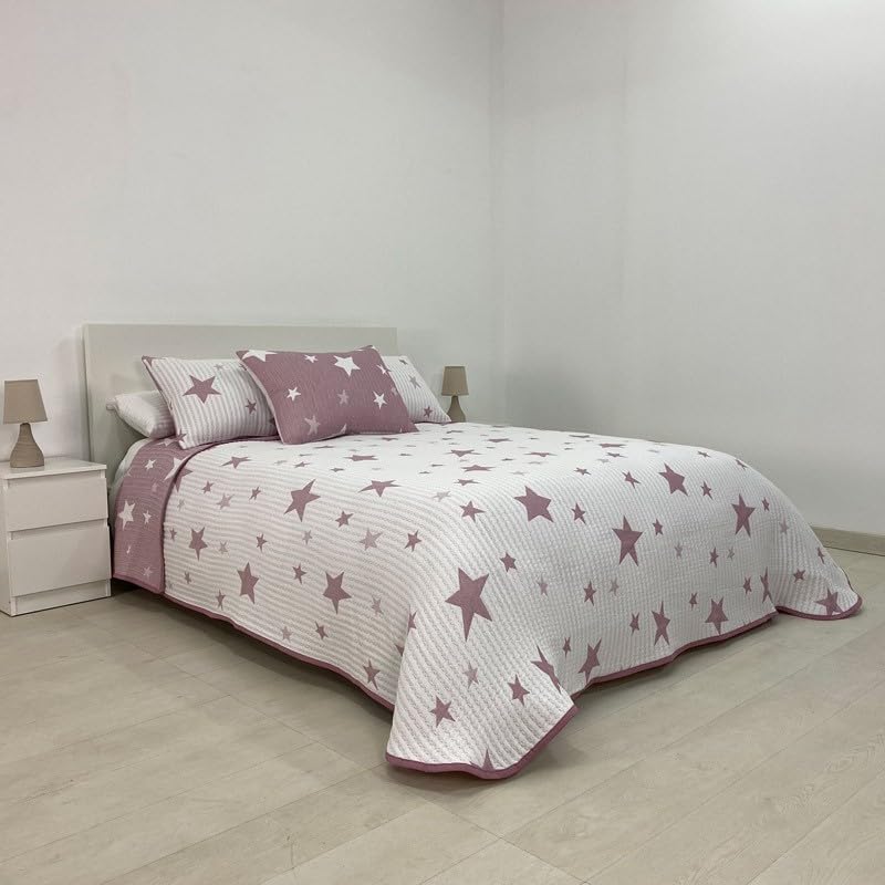 Rufino D&iacute;az Colcha Piqu&eacute; Reversible Stars (Rosa - 90 cm) - para una sensaci&oacute;n acogedora y de...