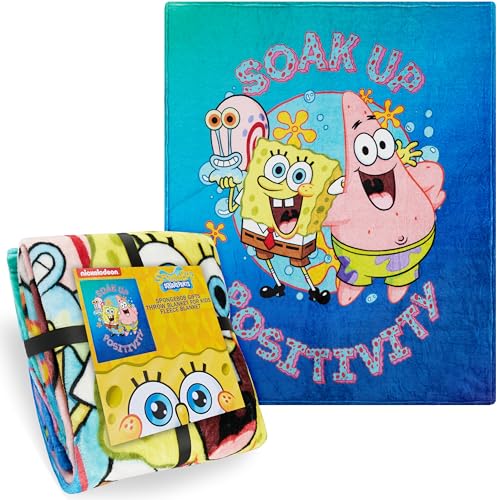 SPONGEBOB SQUAREPANTS Manta Polar 150x130cm, Manta Suave y C&aacute;lida con Bob Esponja, Patricio y Gary,...