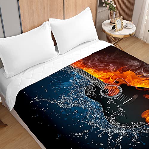 Odot 3D Guitarra Patr&oacute;n Colcha Bouti Invierno Cama 90/150 Acolchada Colchas Cubre Cama Individual o...