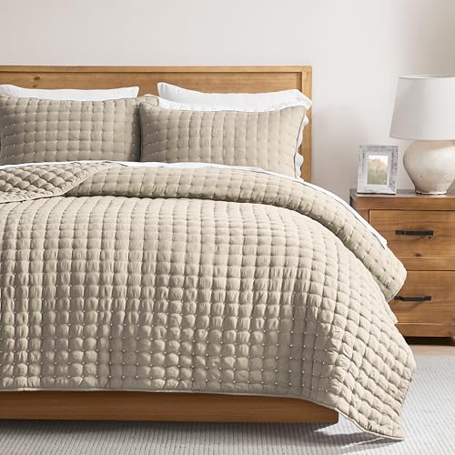 R.SHARE Colcha Verano Cama 180/200, 300x270cm Beige Colcha Bouti Cama Primavera, Cubrecama Ligera...