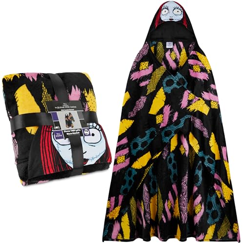 Nightmare Before Christmas Manta con Capucha para Mujer, Ni&ntilde;os y Adolescentes 130x150 cm, Manta...